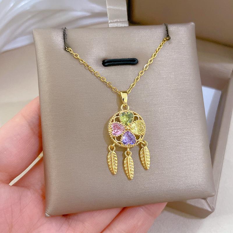 Dreamcatcher Shape Pendant Necklace for Women 2025 New Fashion Stainless steel Jewelry Wedding Party Accessories