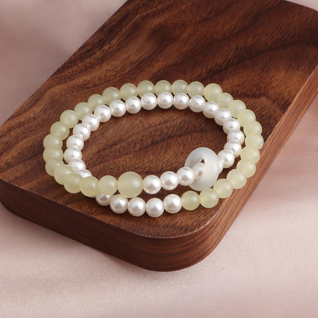 Armband Shijia Perle Topas Aquamarin Grüner Jade Laufender Ring Doppelkreis Kristallarmband Einfach, Klein und Frisch