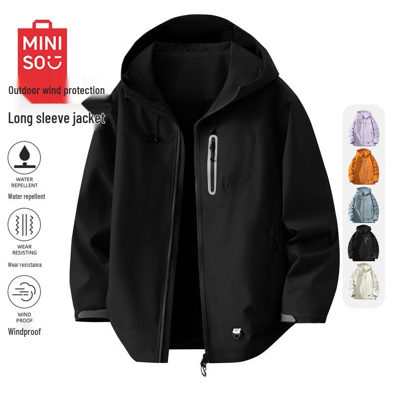 

MINISO Men s Hooded Windproof Casual Softshell Jacket 2XL