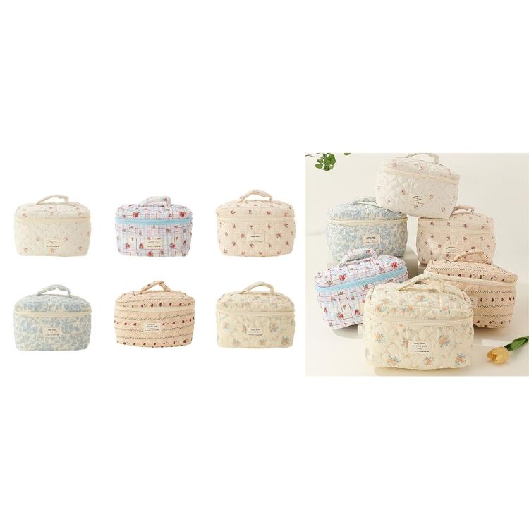 Trendy Flower Print Cosmetic Bag Convenient Pouch for Home Office and Traveling