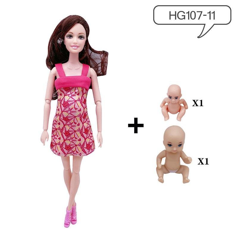 11.5 Inches Pregnant Doll Mom Have 2Pcs Baby In Her Tummy with 1Pc Clothes Educational Dolls Girl Toy for Girl Gift