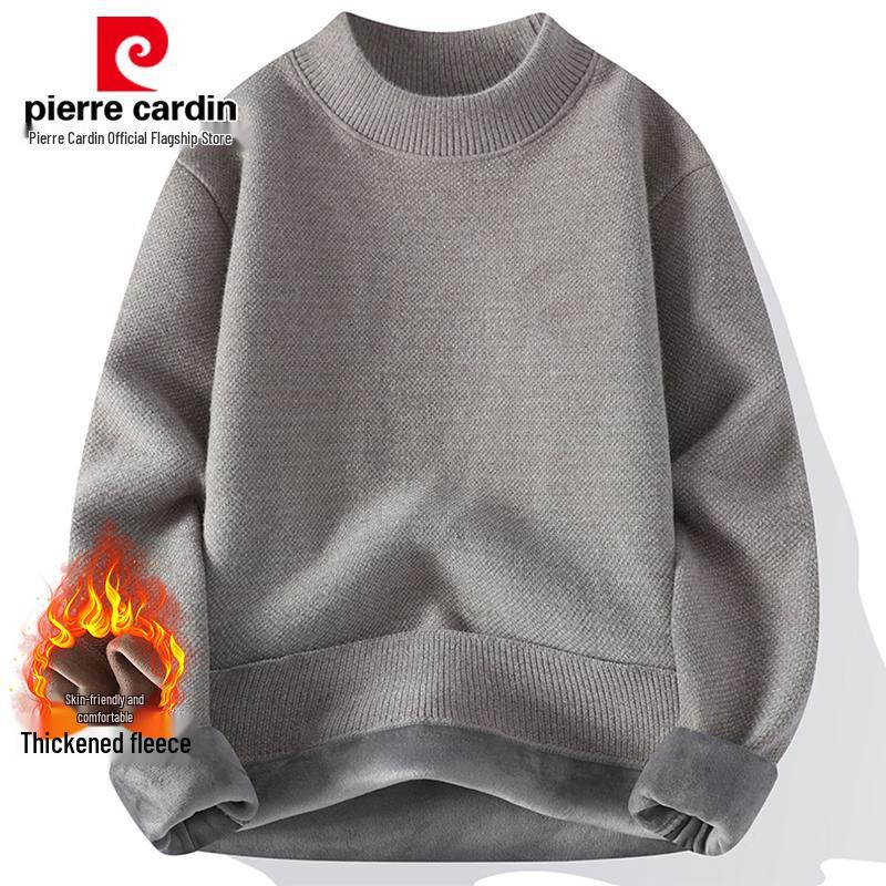 Pierre Cardin Men's Fleece-Lined Semi-High Collar Knit Sweater