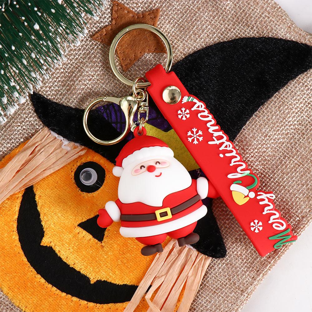 Decorations Mobile Phone Hanging Rubber Doll Key Chain Car Key Ring Bag Charm Christmas Keychain