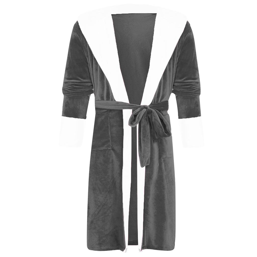 Fashion Women Winter Plush Lengthened Shawl Bathrobe Cardigan Home Clothes Long Sleeved Robe Coat Pajamas