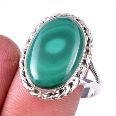 Natural Malachite Gemstone 925 Solid Sterling Silver Jewelry Ring Size 9 l0D01