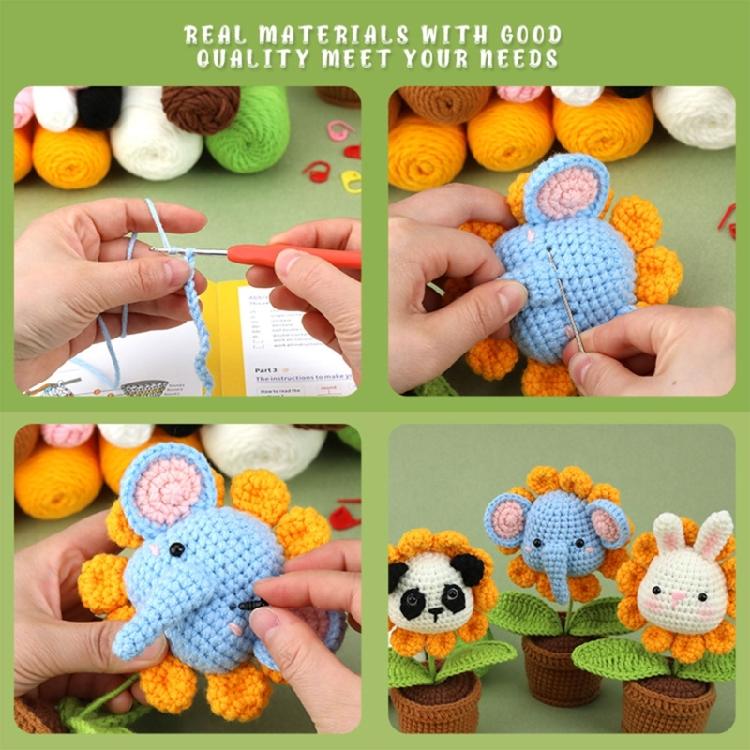 DIY Crochet Craft Set Crochet Pot Plant Kits with Crochet Hook, Yarns, Needle