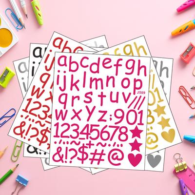 Bemalte englische Buchstaben, Zahlen und Symbole Herz-Kombination Heimverschönerungs- und Dekorationsaufkleber