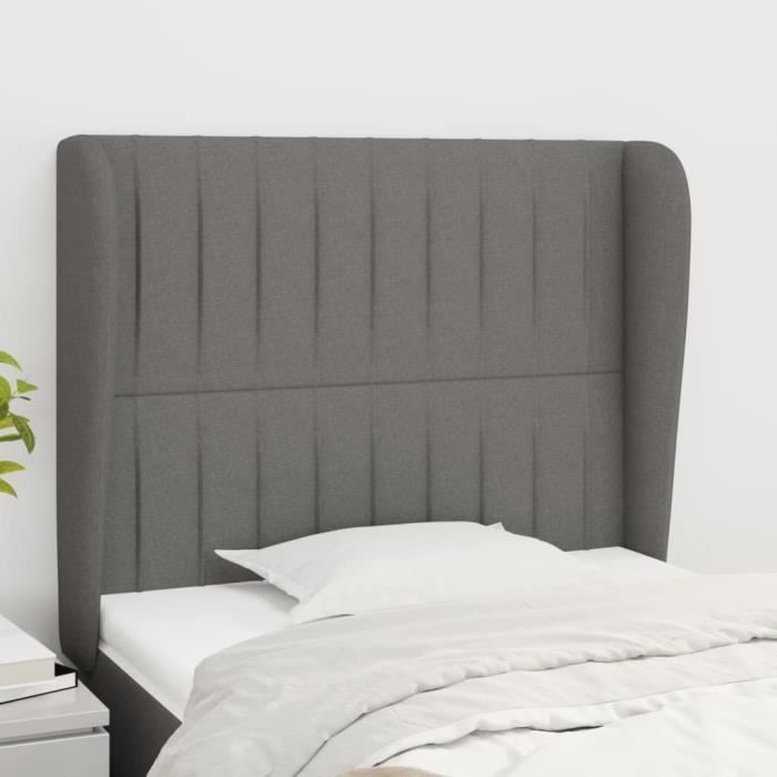 VidaXL Tête de lit avec oreilles Gris foncé 93x23x118-128 cm Tissu3118177