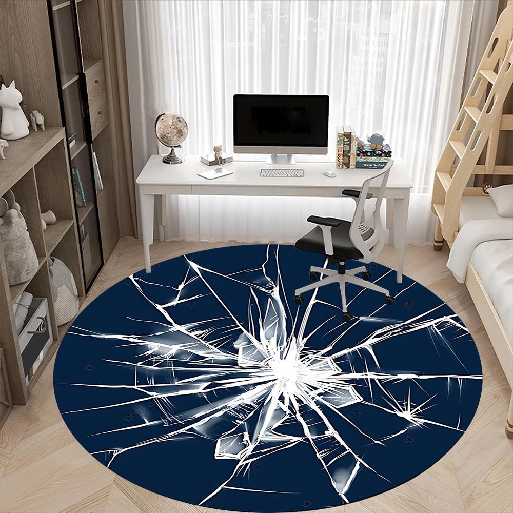 1pc Shattered Glass Office Round Rug, Carpet for Office, Gaming, Lightweight Round Floor Mat yy260205076