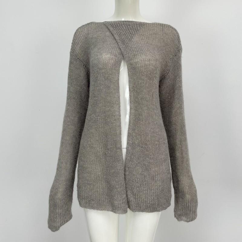 Женский однотонный свитер с длинными рукавами — фото 3