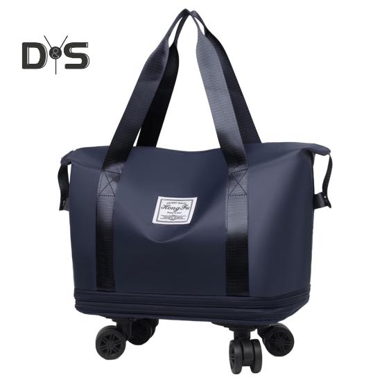 

Дорожная сумка-тележка с колесами, водонепроницаемая расширяемая сумка для ночевки, портативная складная сумка для выходного дня, для путешествий, шопинга, спортзала темно-синий