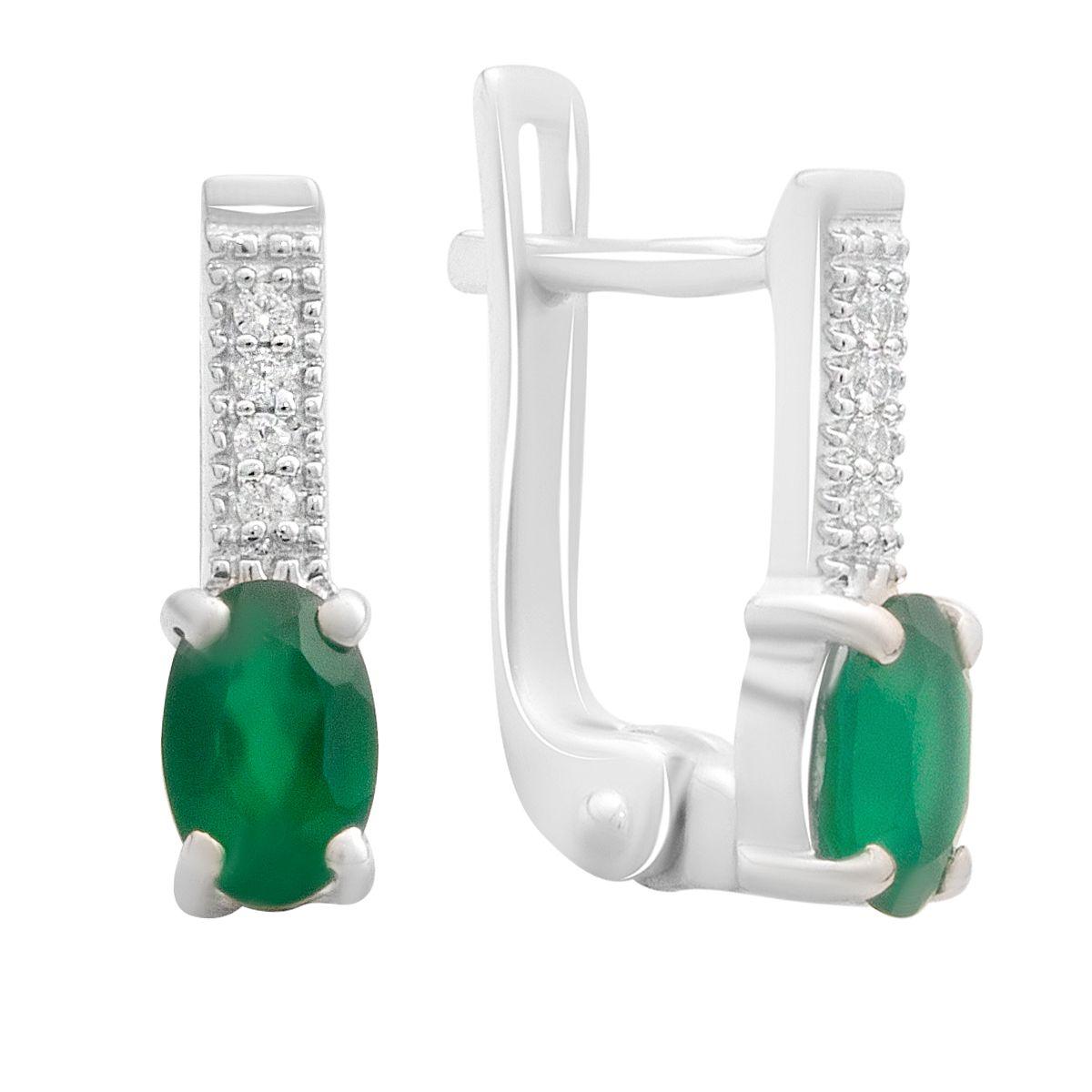 

Срібні сережки з натуральним агатом 0.955ct (2188773) смарагдовий