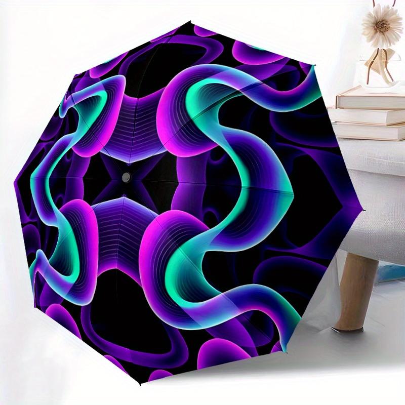 1pc Abstract Art Print Automatic Folding Umbrella, Portable & Foldable Design with 8 Ribs, Casual Outdoor Accessory Halloween and Christmas