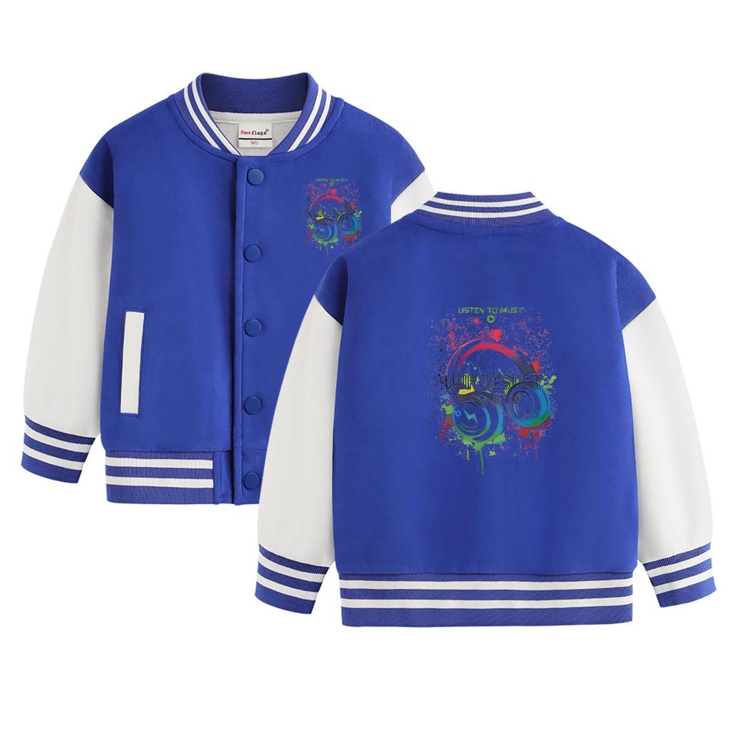 Boys' 2026 Autumn/Winter Fleece Baseball Jacket - Versatile Trendy Top for Big Kids