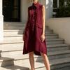 Women's Summer Shirt Dress Button Down Sleeveless Lapel Midi Tank Dress Casual Tunic Beach Sundress with Pockets