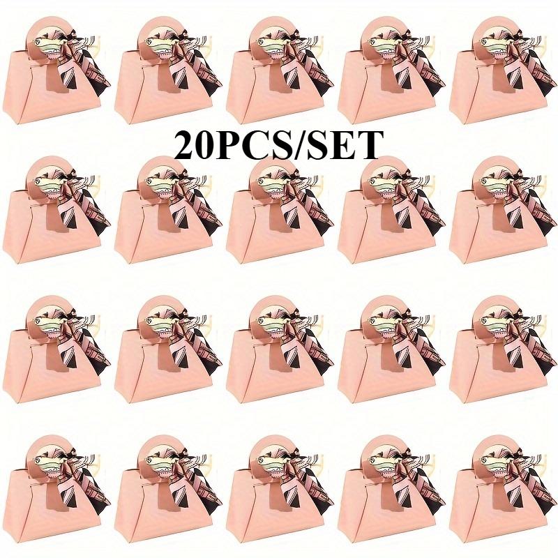 20 STÜCK/SET Elegante Geschenkbox aus PU-Leder für Hochzeitsbonbons Luxuriöse Handtaschen-Stil Gastgeschenkbox Brautparty-Souvenir