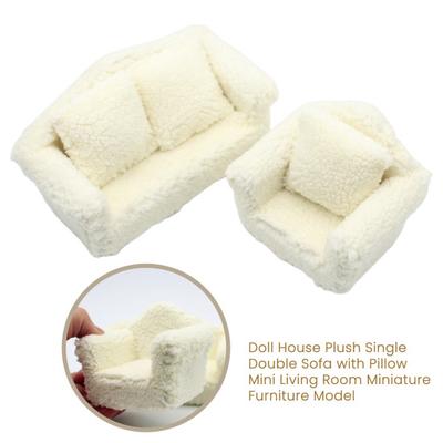 Miniature Couch 0.05 Scale Mini House Sofa Plush Miniature Furniture Dolls Home Accessories