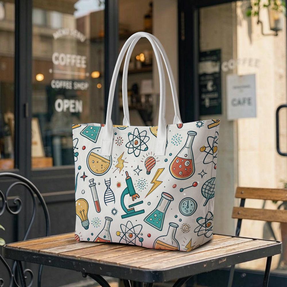 Fun Science Print Portable Tote Bag Daily Outdoor Carry Shoulder Bag