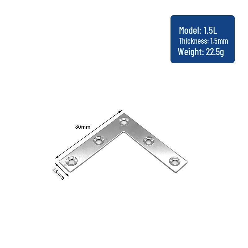 Stainless Steel 90° L-Shaped Angle Bracket for Shelf Support and Wood Board Connection