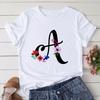 Large Size T-Shirt 26 English Letters Butterfly Print T-Shirt Women'S Short-Sleeved Women'S Clothing