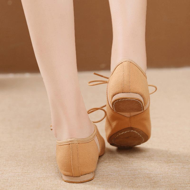 Indoor Dance Shoes Women Soft-soled Exercise Dancing Shoes Canvas Jazz Shoes Girls Ballet Flat