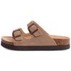 Fashion Smile Fashion Men Double Buckle Sandals Cork Suede Men Slippers Outdoor Beach Slide Sandals Casual Soft Nonslip Sandals For Men