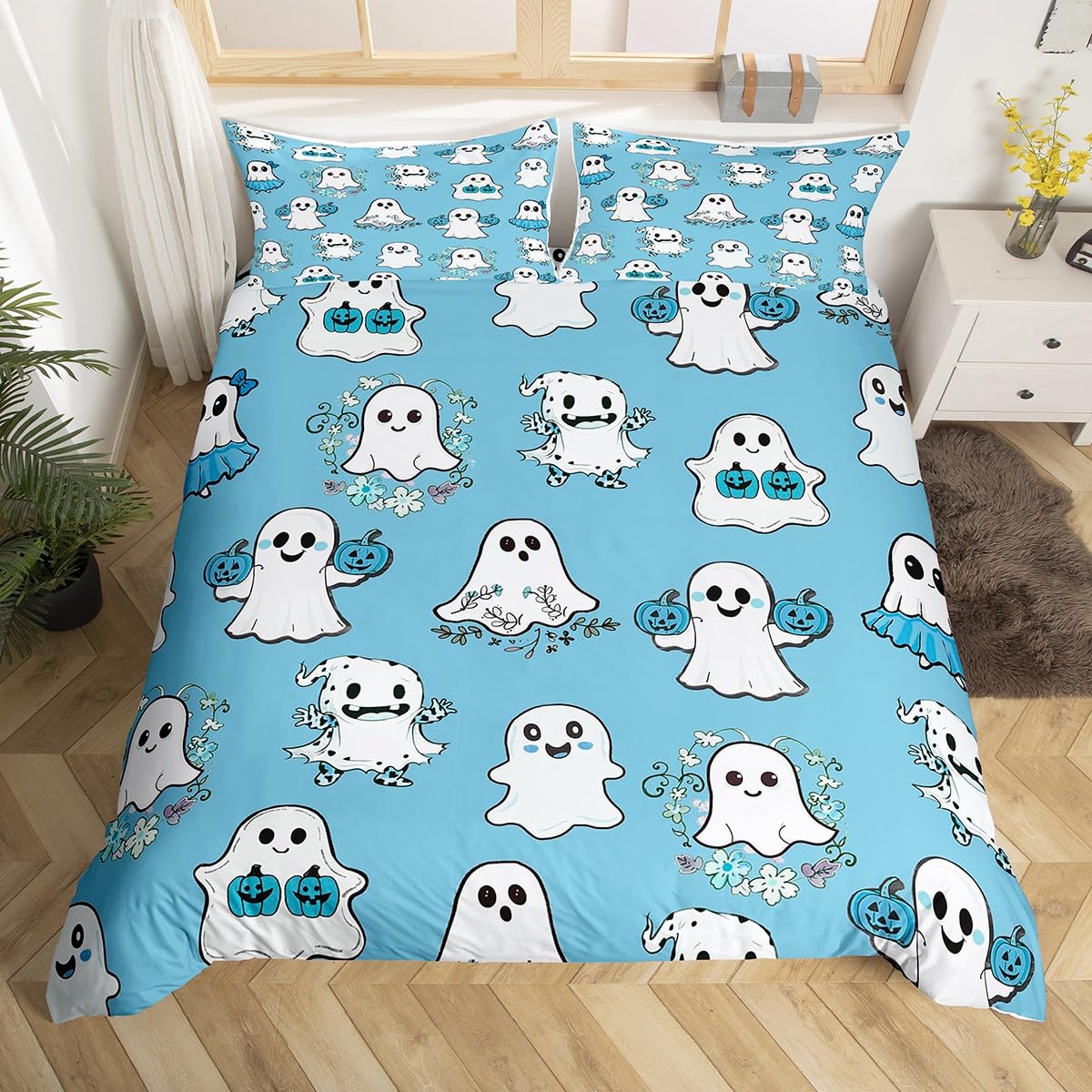 Милый пододеяльник с привидениями на тему Хэллоуина — фото 8