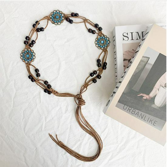 Ceinture de taille ethnique Y2K bohème faite à la main pour femmes – Décoration de robe polyvalente