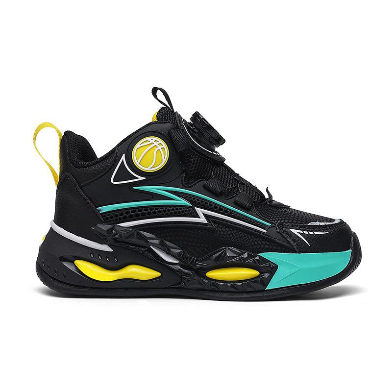 2025 Boys' Autumn Sports Shoes: Non-slip, Wear-resistant Rotary Buckle Running and Basketball Shoes