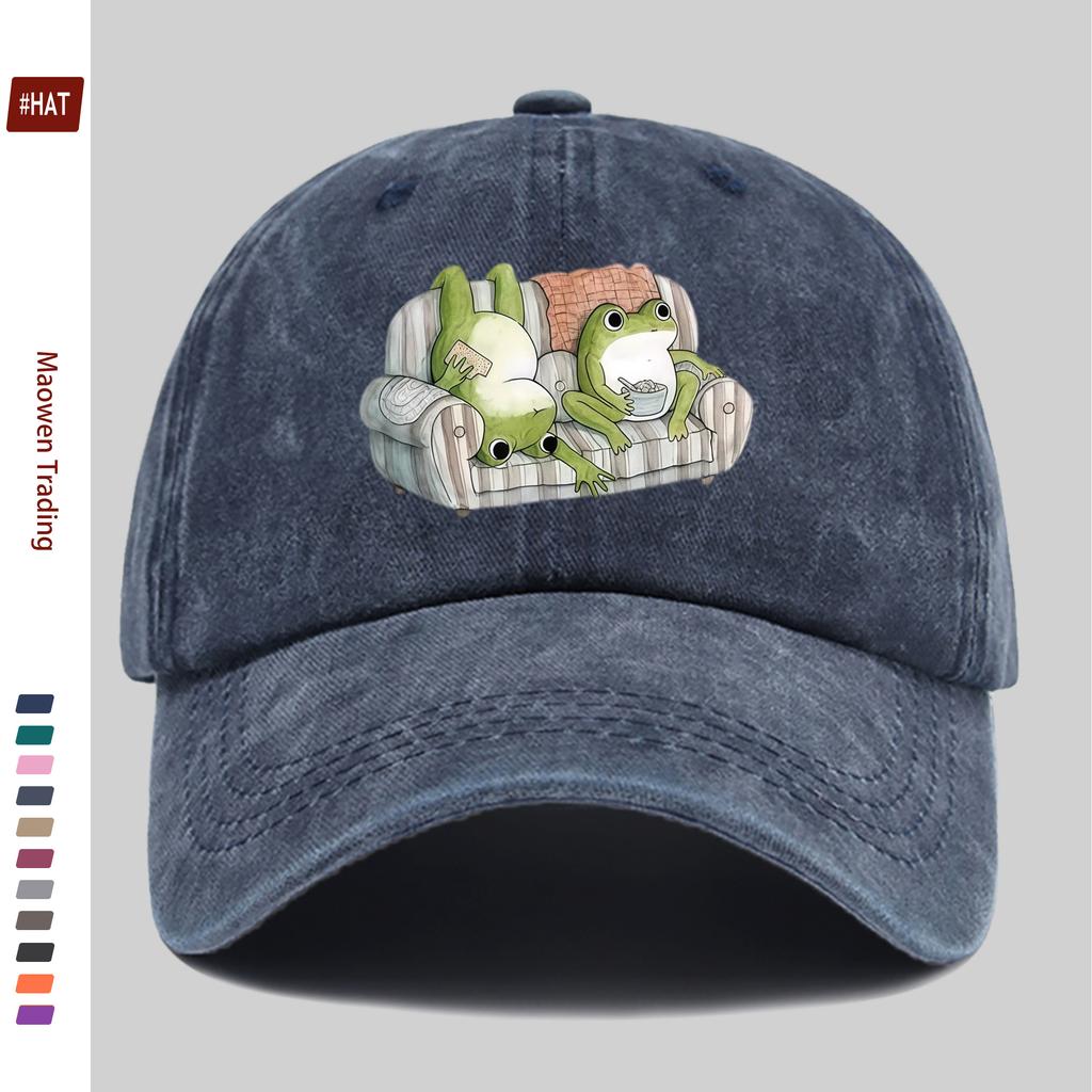 Pc Cute Casual Frog Print Baseball Cap Home Leisure Decorative Hat Fashionable Trendy Printed Papa Hat with Adjustable Stra
