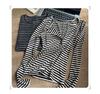 Women's High-End Lyocell Tencel Stripe Henley Neck Slim Fit Long Sleeve Top for Autumn/Winter