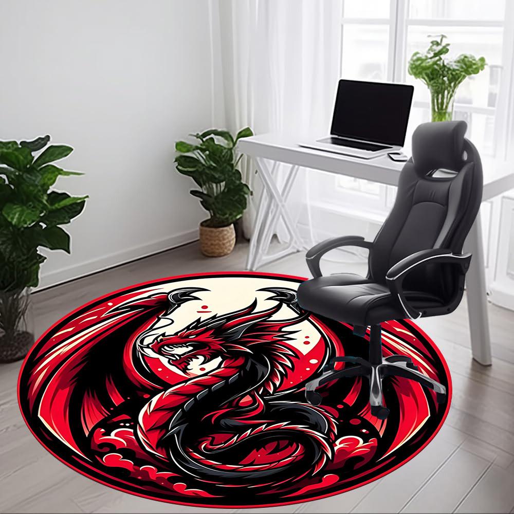 1pc Dragon Circle Office Round Area Rug, Under Office Chairs Bedroom Living Room Home Decor, Room Deco, Available in Various Sizes