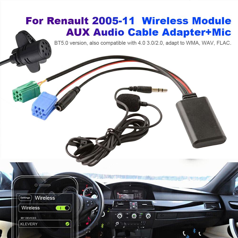 Car BT5.0 Module AUX Cable Adapter with MIC Radio Stereo Handsfree Phone Free Calling Adapter Tool for Renault Update List Radio Radio Accessories 4