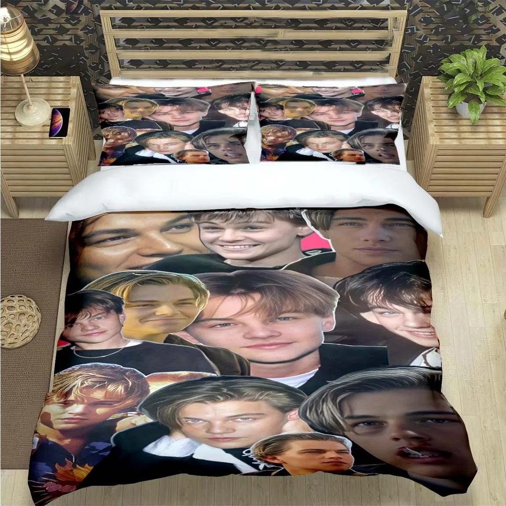 Comforter Famous Actor L-Leonardo Dicaprio Print Bedding Sets Bed Supplies Set Bed Comforter Set Bedding Set Luxury Gift