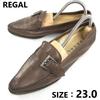 Leather Belt Loafer 23 Women's Brown Slip-on Business Dress shoes(USED)