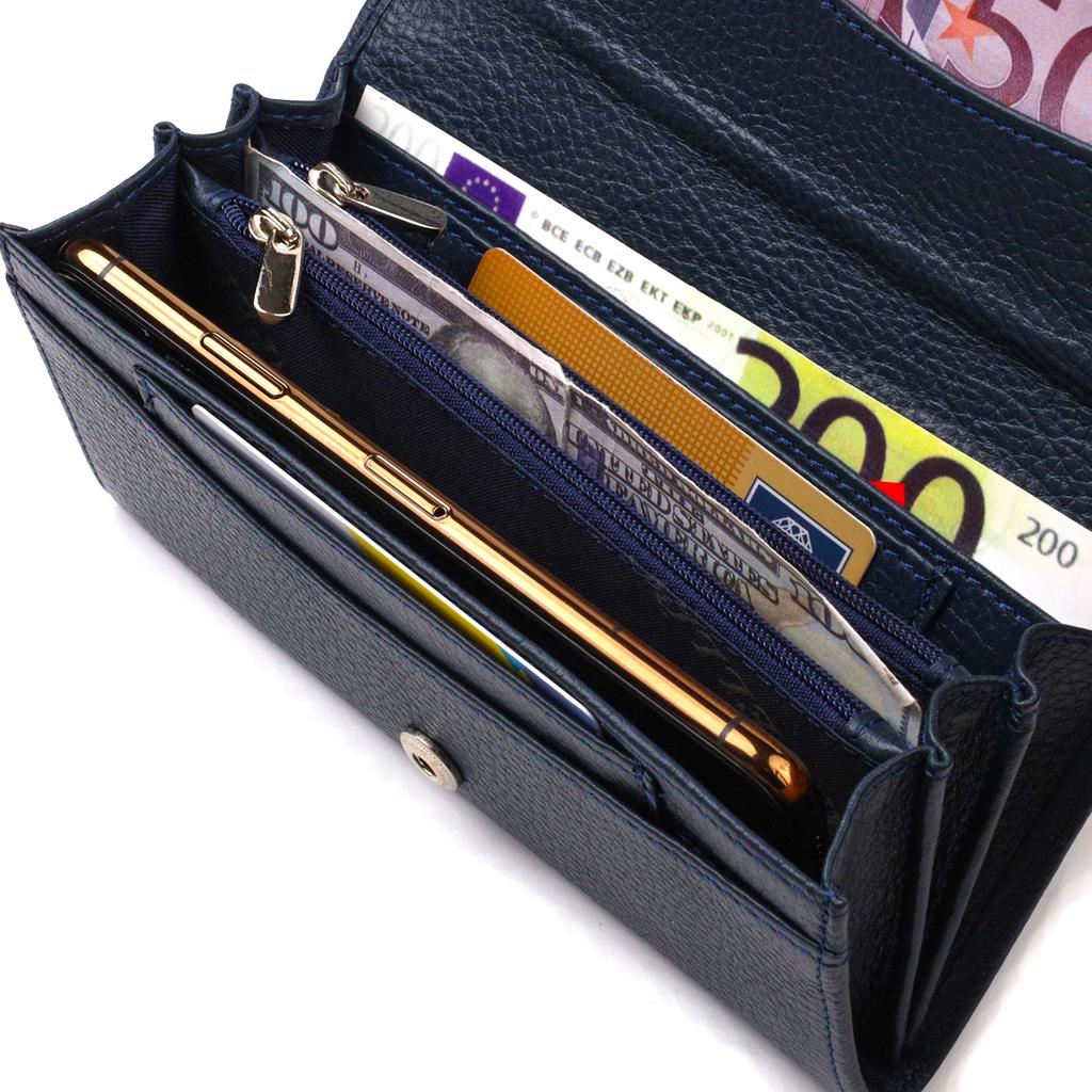 Women's Stylish Leather Wallet with Convenient Functionality CANPELLINI 21725 Blue