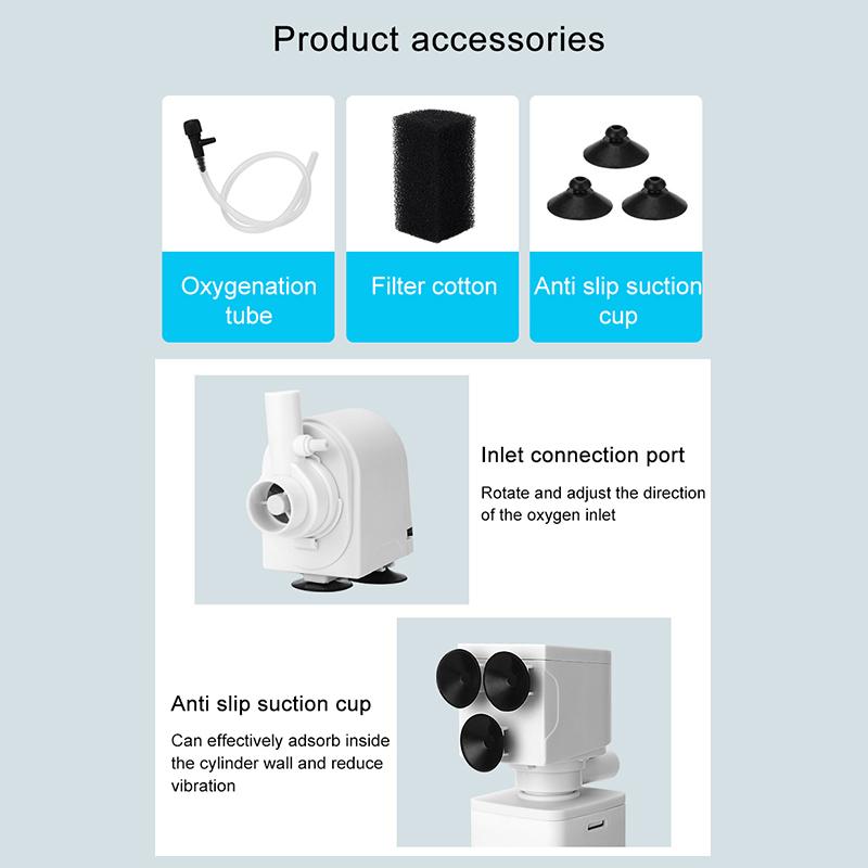5 In 1 Aquarium Filter Pump Fish Tank Submersible Air Oxygen Aerator Aquarium Air Pump Water Circulation Changer Pump Wave Maker