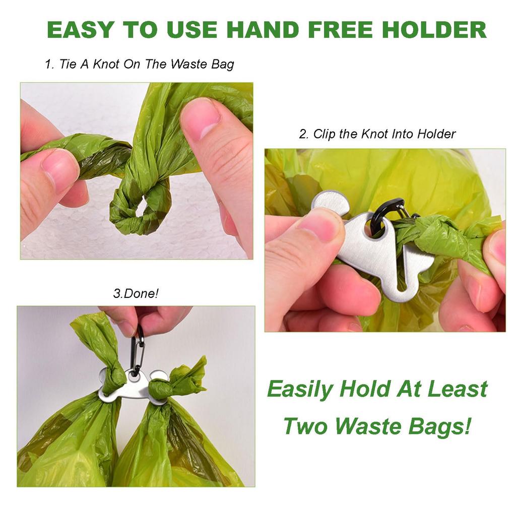 Hilihali Dog Poop Bag Set of Garbage Bag Dog Poop Bag Metal Holder Holder, 2, Holder, Carrier, Hands-Free Holder,