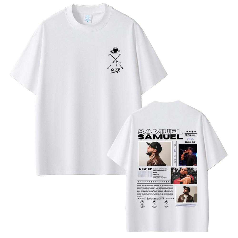 Rapper Samuel Slzr Tour 2025 T Shirts Unisex Women Fashion Hip Hop Oversized Short Sleeve T-shirts Male Casual Cotton Retro T-shirt