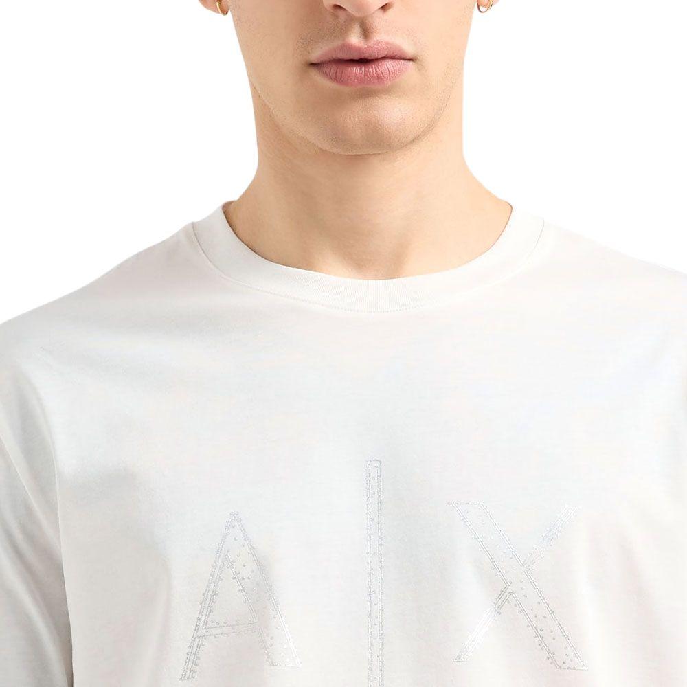Armani Exchange Rhinestone Logo Regular Fit Short Sleeve T-Shirt Men Tops White XM000325-AF10364-U0009