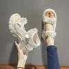 Rhinestone platform casual sports sandals women's outer wear 2025 new summer Velcro soft-soled Roman beach shoes