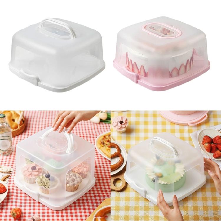 Plastic Food Storage Box For Cakes Cookie Snacks Portable Design Dessert Container Clear Lid Home Outdoor Use