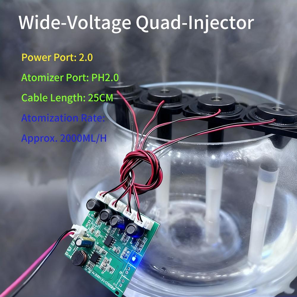 DC6-24V Wide Voltage Four Spray Spray Humidifier Module Atomization Module Diy Ultrasonic Atomizer PH2.0 terminal