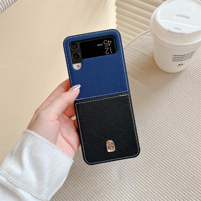 2023 Lychee Pattern Case For Samsung Galaxy Z Flip 4 3 5g South Korea Fashion Cover Anti -Knock Cases For Flip3 Flip4