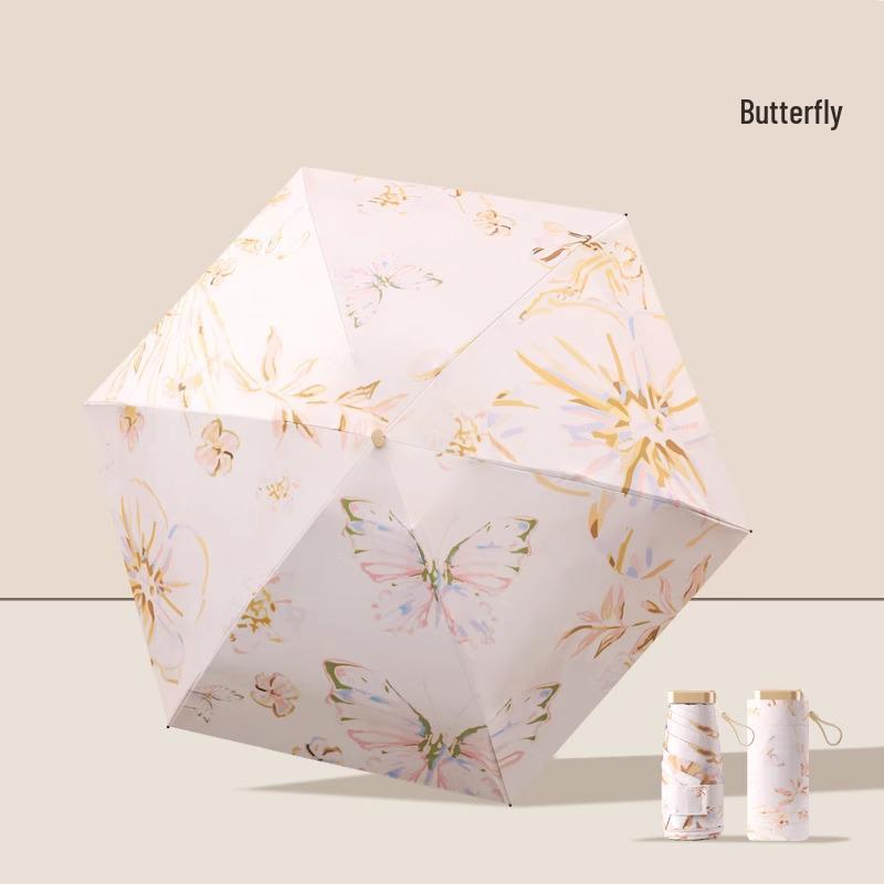 Mini Portable Sun & Rain Umbrella: Anti-UV Black Glue Parasol for Women