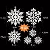 White Snowflakes Ornaments Big Plastic Glitter Snowflake for Winter Indoor Outdoor Christmas