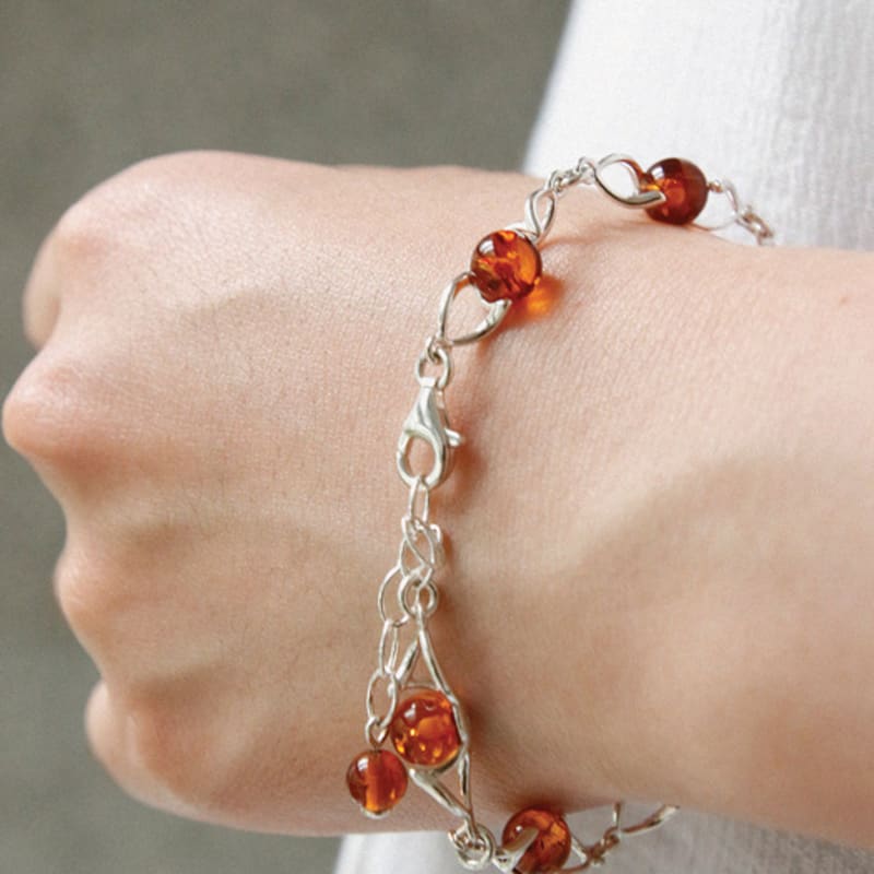 

J.Lauren Amber Ball Twisted Silver Bracelet Bl0311 single type