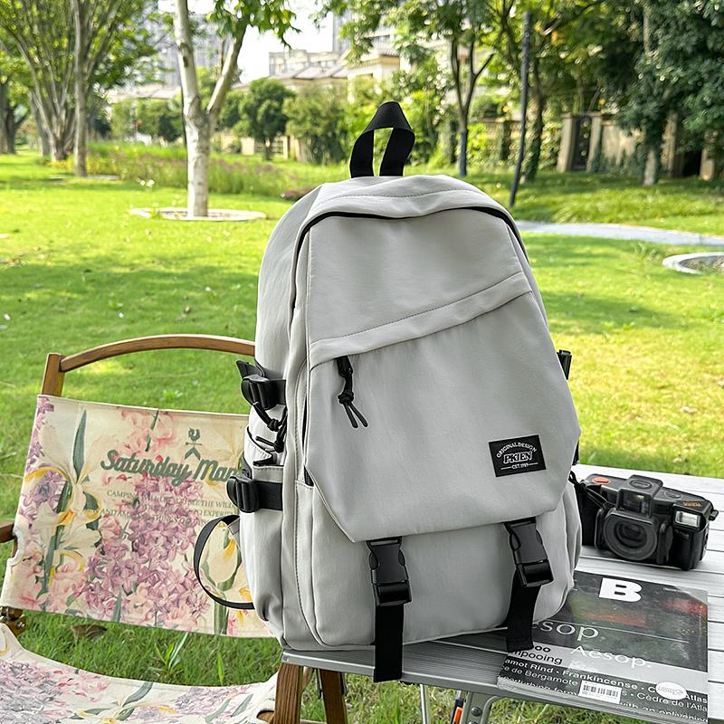 Junior High School Student Schoolbag Men's Solid Color Backpack Women's Travel Backpack