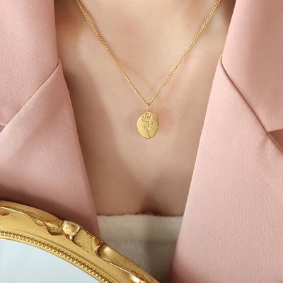 Wind Rose Flower Pendant Necklace Female Niche Design Titanium Steel Plated 18K Gold Collarbone Chain
