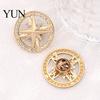 Decorative Bag Pin Vintage Rhinestone Star Compass Brooch, Men Women Alloy Unisex Fashion Accessory Lapel Pin, Badge Jewelry for Clothing Decor Daily